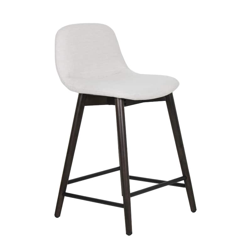 Upholstered Solid Wood Counter Stool With Footrest by East at Main - Beige