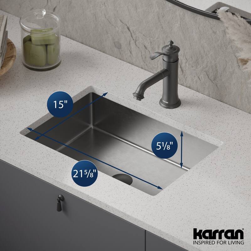 Karran USA CCU300 Cinox 21-5/8" Rectangular Stainless Steel Undermount