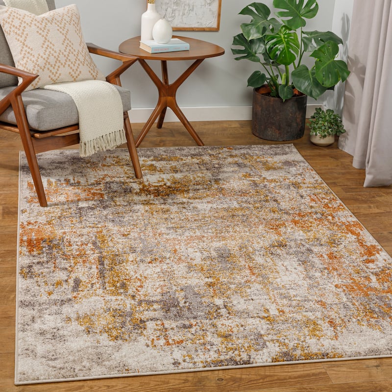 Livabliss Sweta Modern Industrial Area Rug - Burnt Orange - 6' 7" x 9'