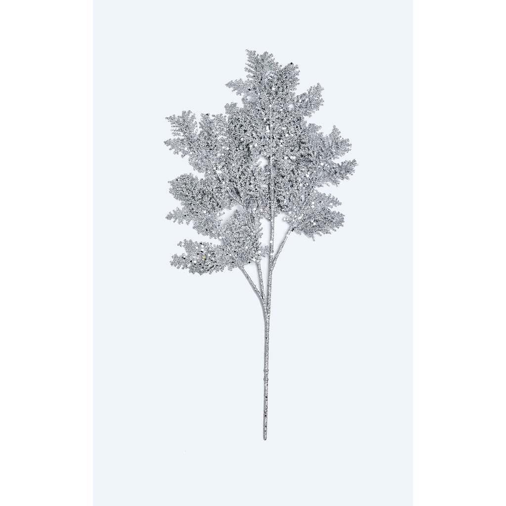 20" Glitter Juniper Spray, Silver, Set of 3 - Silver