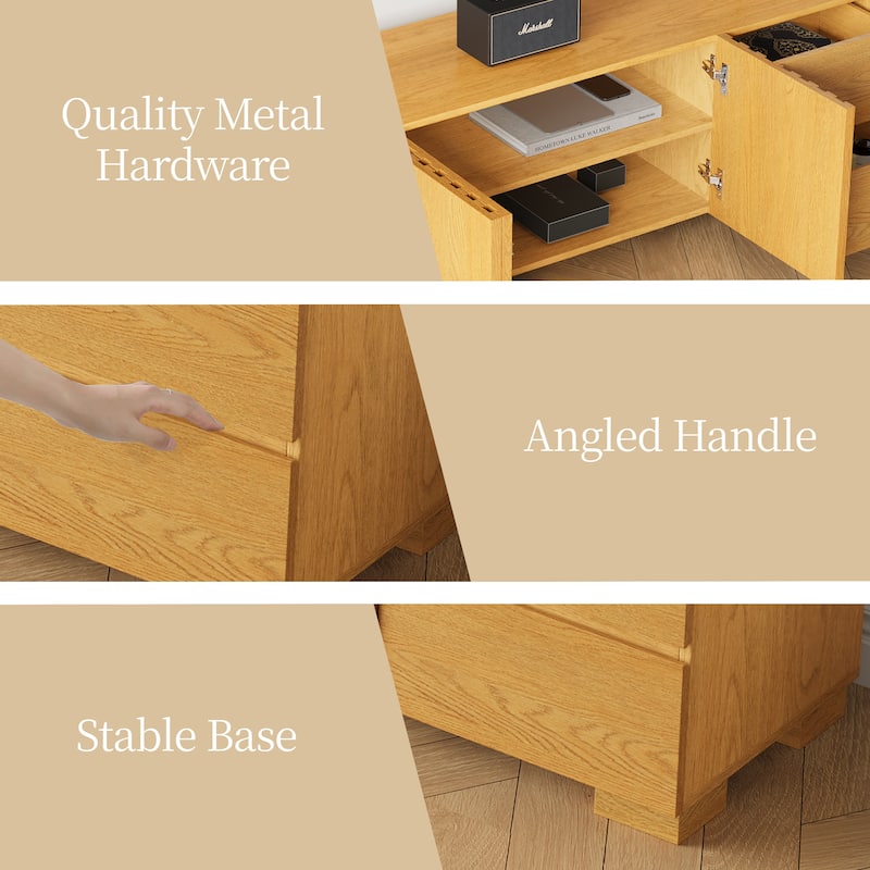 79" Mid-Century Modern TV Stand - Wood Media Console, Living Room Entertainment Center with Ample Storage