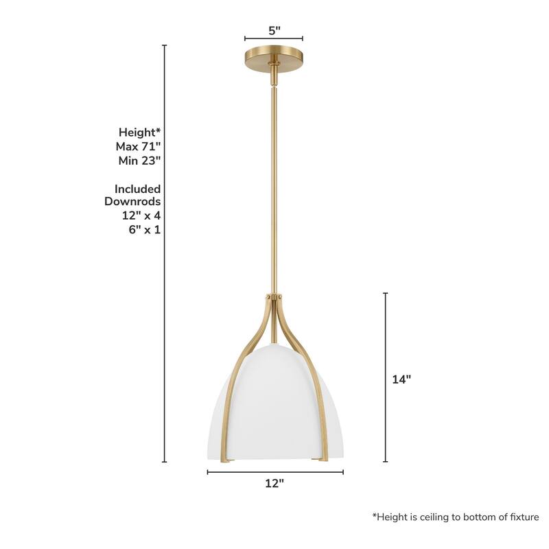 Hunter Arcelia 1-Light 12" Pendant - Modern, Contemporary, Transitional - Kitchen, Island, Dining Room, Entry.