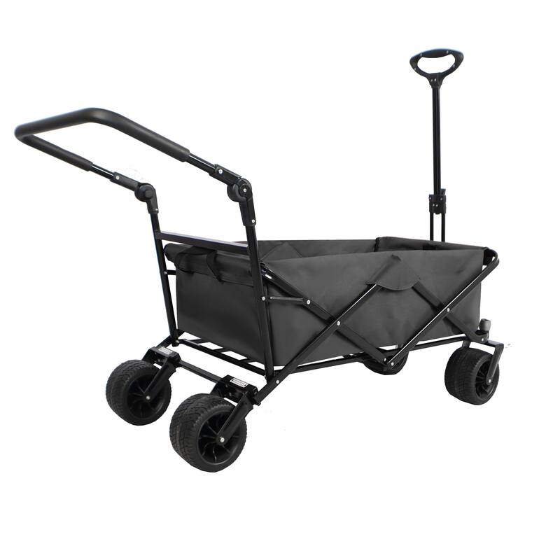 Folding Wagon with All-Terrain Wheels, 230lbs Capacity, Telescoping Handle, and Dust Cover for Beach, Outdoor, and Garden Use