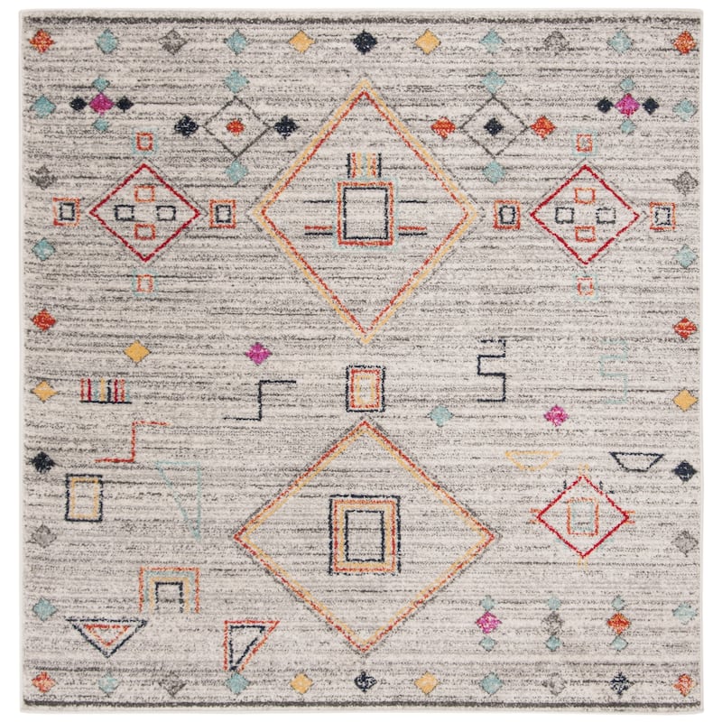 SAFAVIEH Adirondack Rinako Vintage Boho Oriental Rug - 6' Square - Light Grey/Red