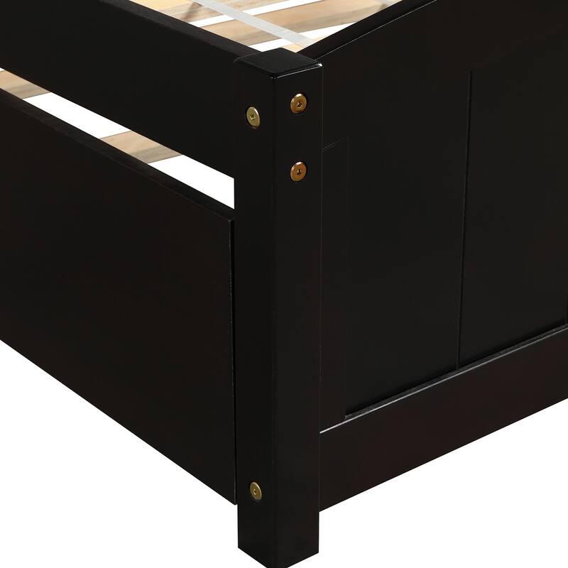 Wood Twin Size Platform Bed Solid Construction Twin Bed Frame