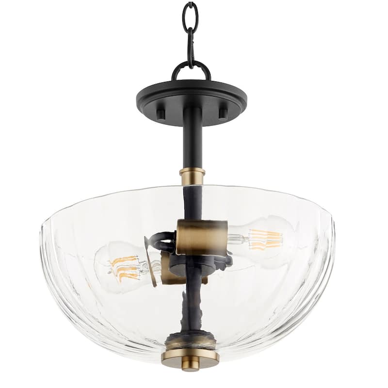Quorum International Monarch 2 Light 13" Wide Pendant - Noir / Aged Brass