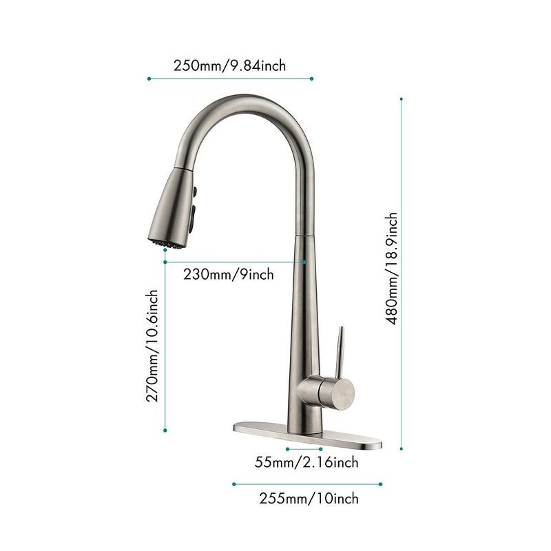 Modern Stainless Steel Kitchen Faucetswith Pull Down Sprayer