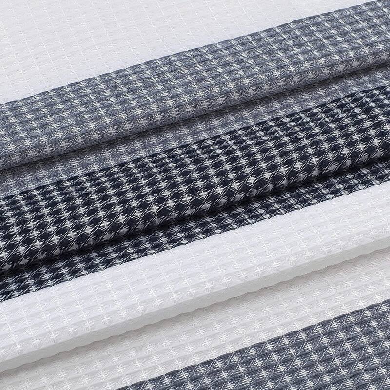 Dainty Home Striped Ombre Waffle Weave Fabric Shower Curtain