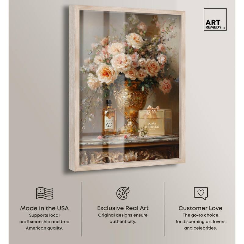 Classical Vase Tans and Floral Shadowbox by Art Remedy
