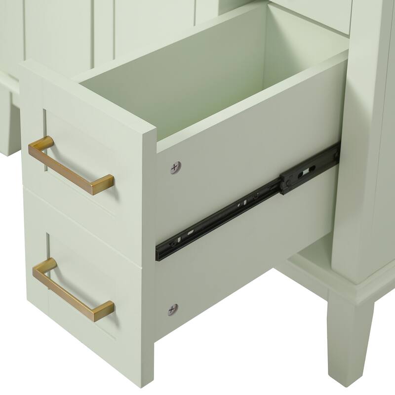 30" Bathroom Vanity with Ceramic Sink, Modern Storage Cabinet with Soft-Close Doors, Deep Drawer & Standard Drawer for Small