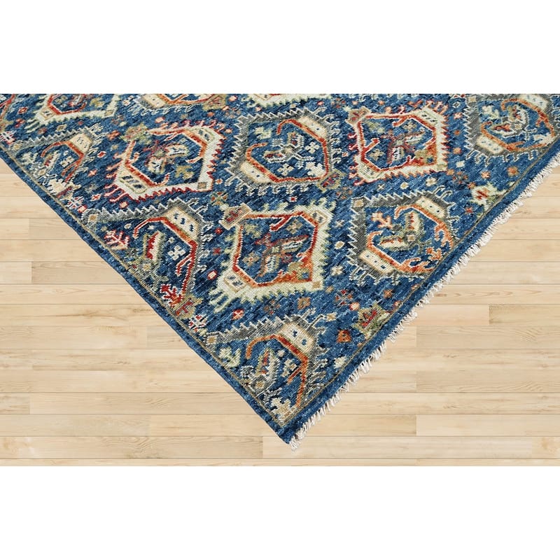 Hand Knotted Transitional Navy Wool Oriental Rug Turkish Oushak - 8' x 9' 11''