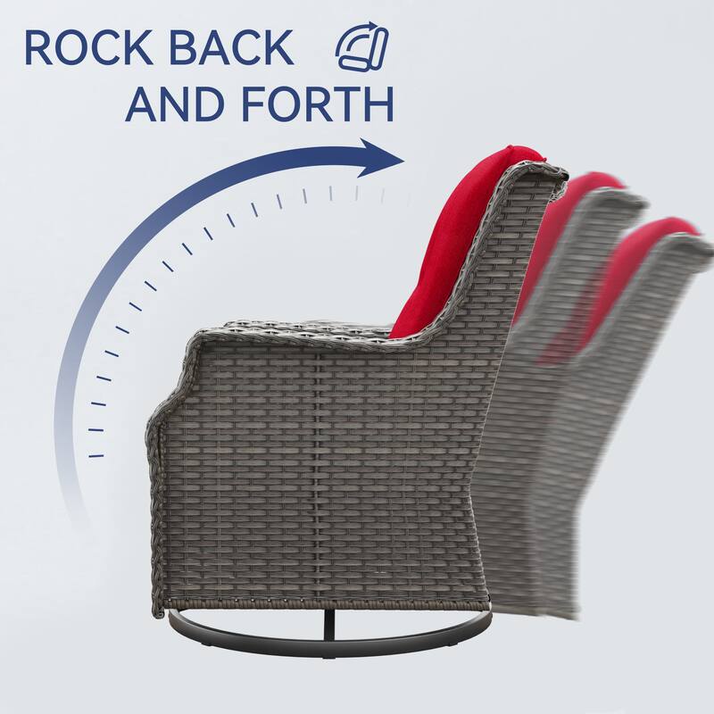 Cozywor Wicker Patio Outdoor Lounge Chair Swivel Rocking Chair