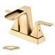 preview thumbnail 10 of 18, Vanityfair Double Handle Centerset Waterfall Bathroom Sink Faucet with Drain Assembly Brushed Gold