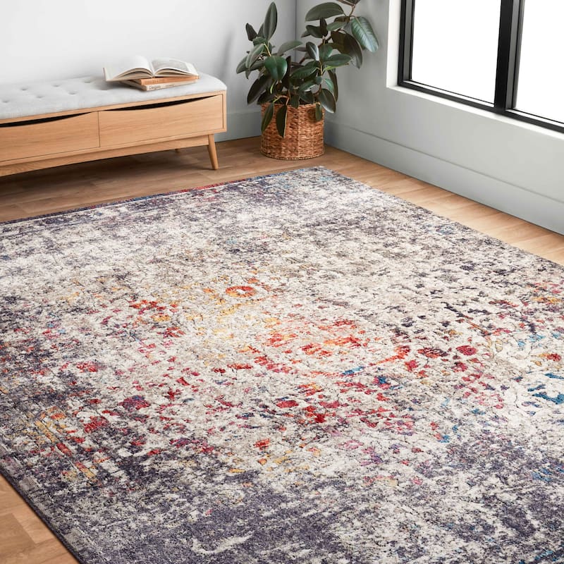 Alexander Home Athens Medallion Abstract Modern Distressed Area Rug