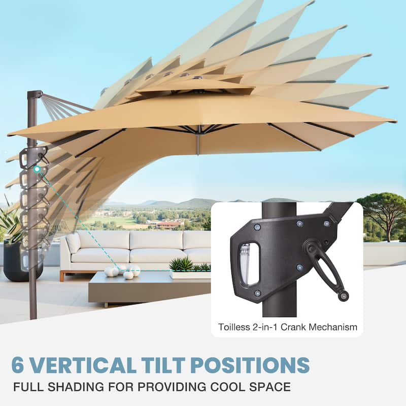 VredHom Patio Outdoor 9 x 11 FT Cantilever-Offset Umbrella with Premium Weight Base