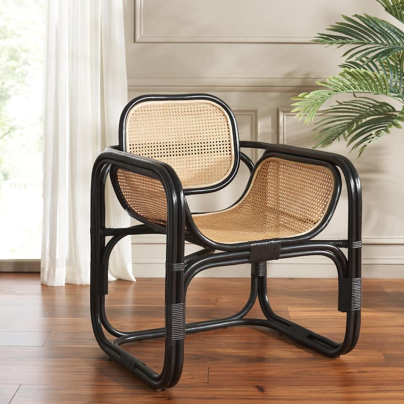 SAFAVIEH Nadie Rattan Accent Chair (Fully Assembled) - 28"W x 28"D x 35"H