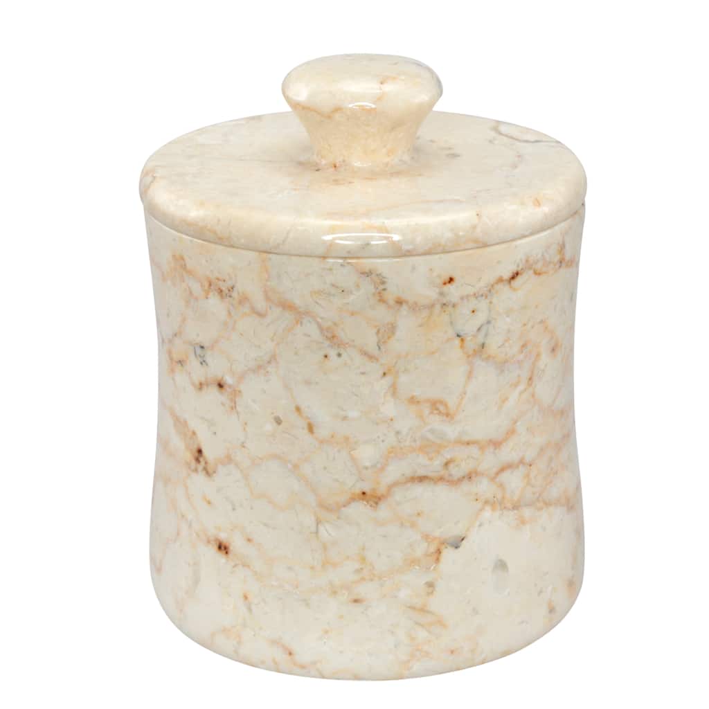 Creative Home Natural Champagne Marble Stone Cotton swabs holder - Beige