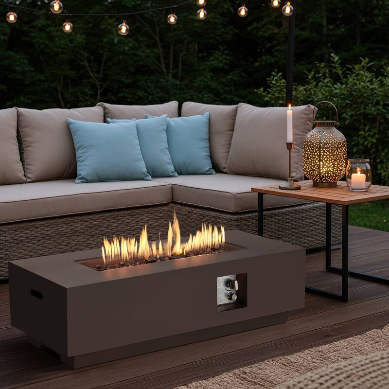 50,000 BTU 30" Outdoor White Round Propane Fire Pit Table and Set