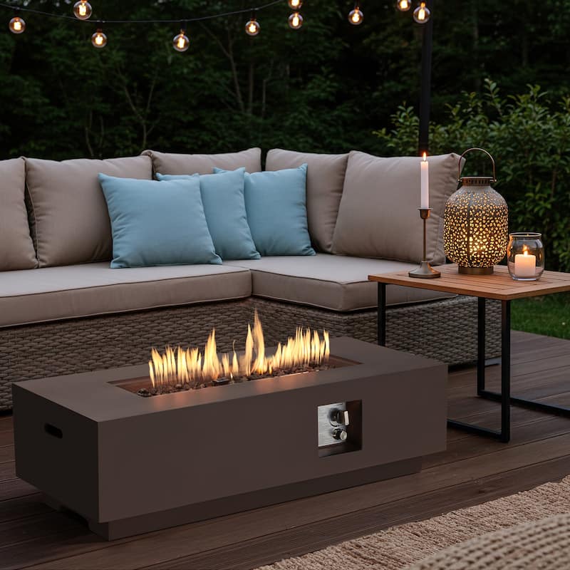AVAWING 50,000 BTU 30" Outdoor White Round Propane Fire Pit Table and Set (Set Includes Tank Holder)