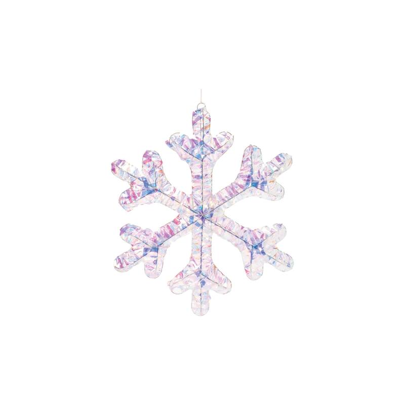 HomeRoots Set of Two White Iridescent LED Lighted Holiday Snowflake Christmas Ornaments
