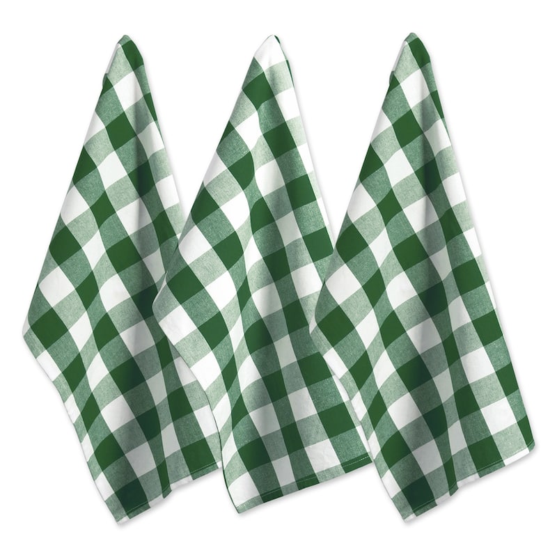 Design Imports Buffalo Check Dishtowel Set of 3 (30 inches long x 20 inches wide) - Set of 3 - Green & White