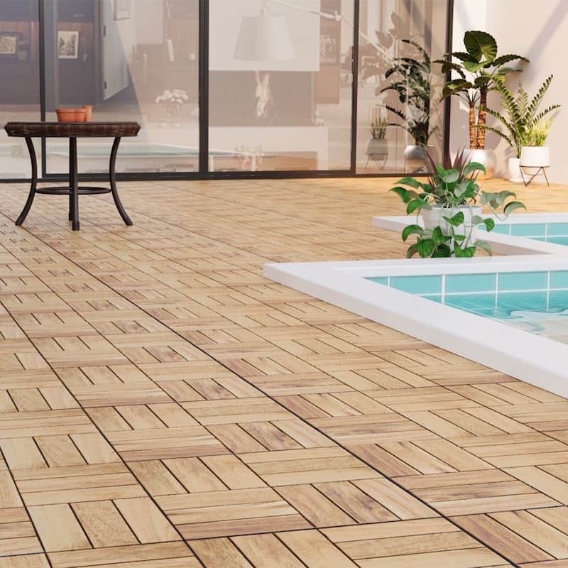 1 ft. x 1 ft. Acacia Wood Outdoor Interlocking Deck Tiles, Box of 10