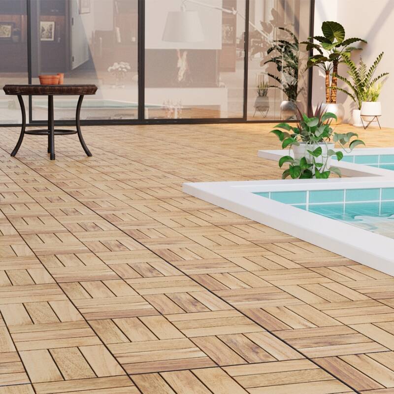 1 ft. x 1 ft. Acacia Wood Outdoor Interlocking Deck Tiles, Box of 20