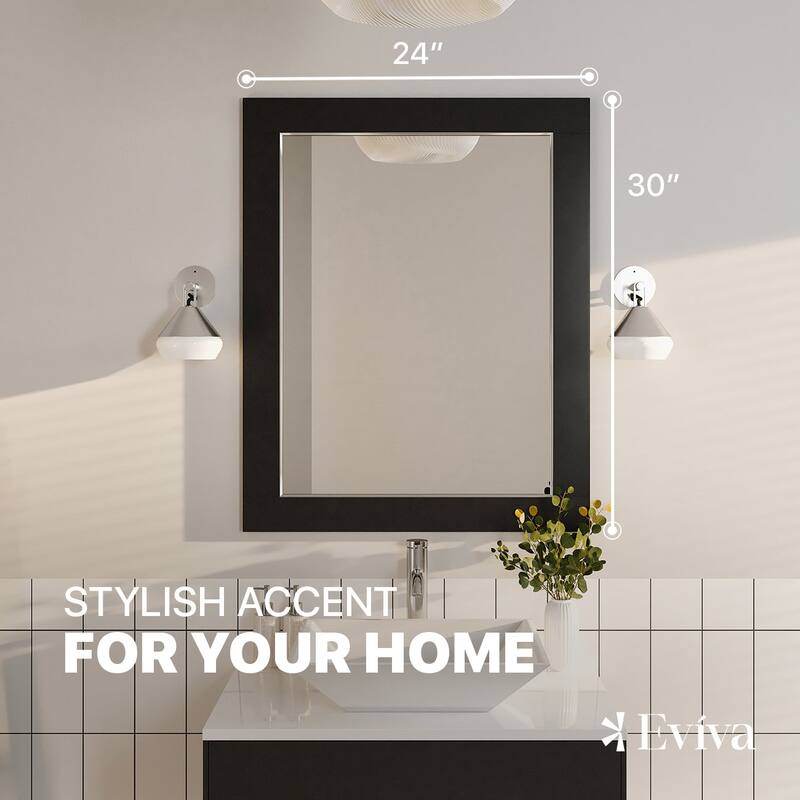 Eviva Aberdeen 24-inch Espresso Wooden Framed Bathroom Wall Mirror
