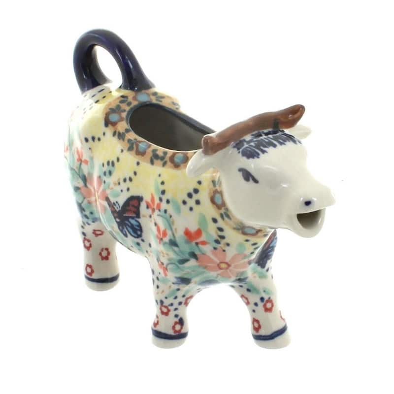Blue Rose Polish Pottery D081 Manufaktura Cow Creamer