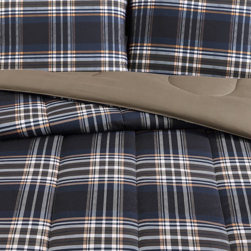 Wrangler City Flats Plaid Blue Microfiber Duvet Cover Set