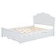 preview thumbnail 9 of 14, White Full Size Platform Bed wFlower Shape Headboard for Kids Teens, Wood Bed Frame wTrundle, Slat Support, No Box Spring Need
