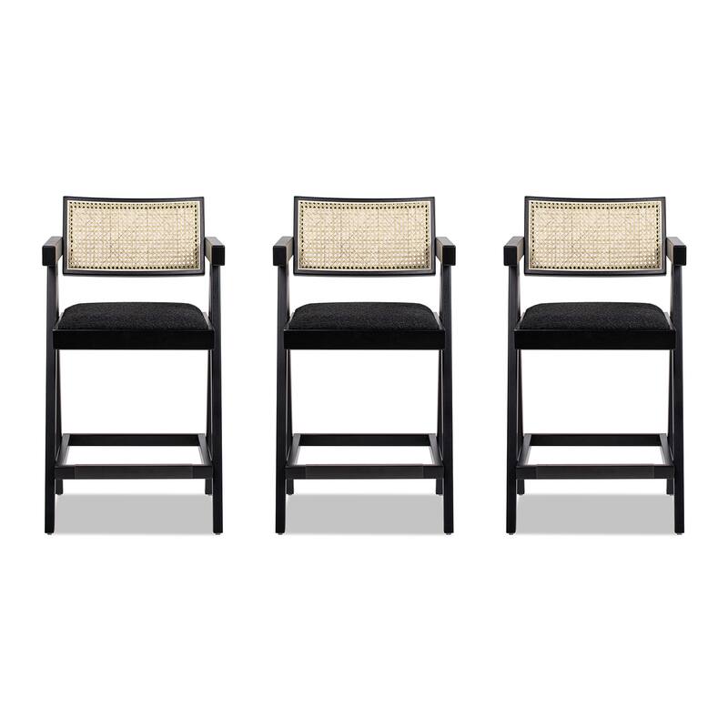 Modern Resin Webbing Back Bar Stool with Arms