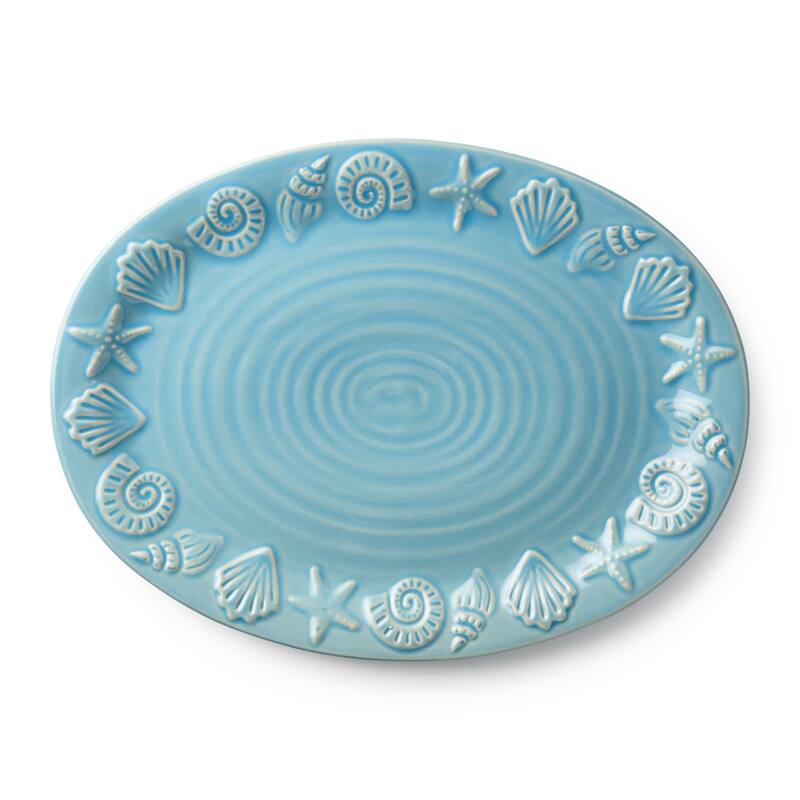 Certified International Coastline Blue Oval Platter 16" x 12" - 16.00"L x 12.00"W x 1.25"H