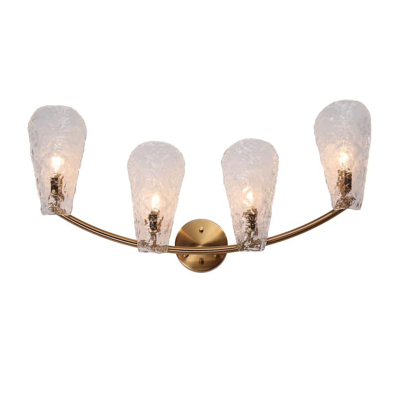 Fenro Modern 3-Light Gold Bathroom Vanity Light Textured Glass Wall Sconce