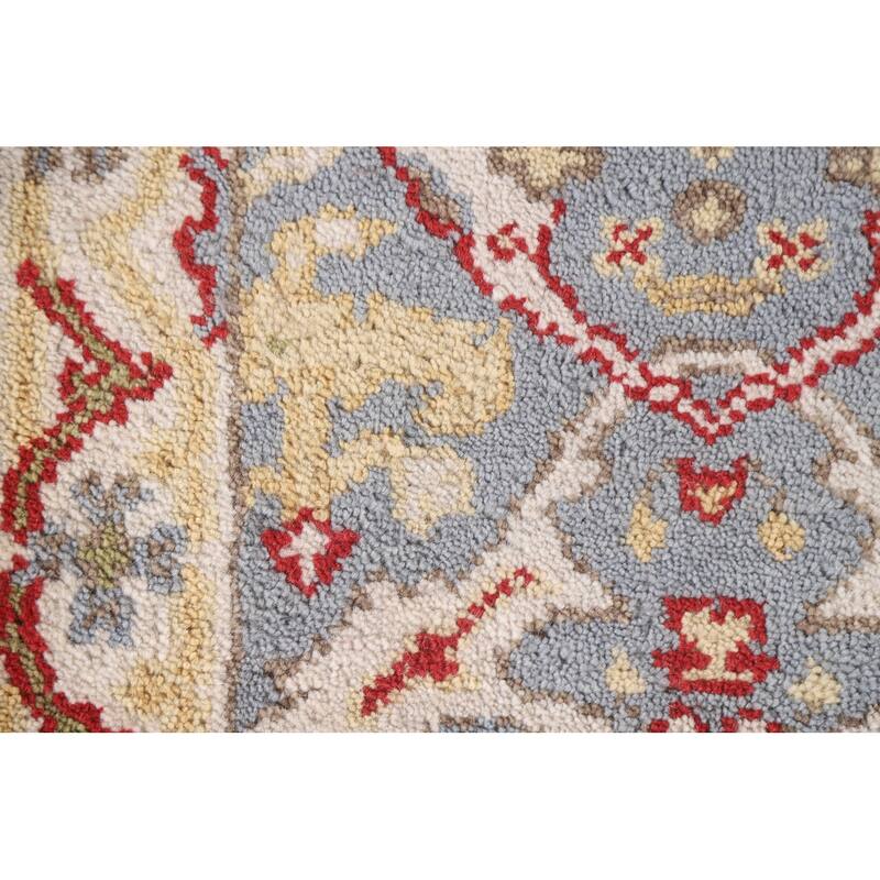 Transitional Grey Oushak Indian Area Rug Hand-knotted Wool Carpet - 2'0"x 3'0"