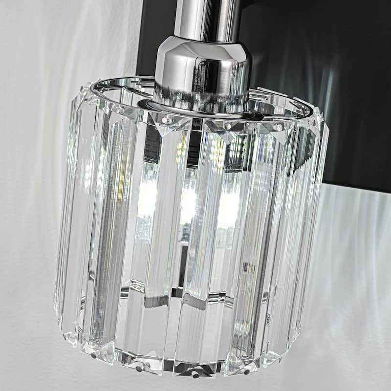 3/4/5-Light Modern Glam Dimmable Cylinder Crystal Wall Light Bathroom Vanity Light