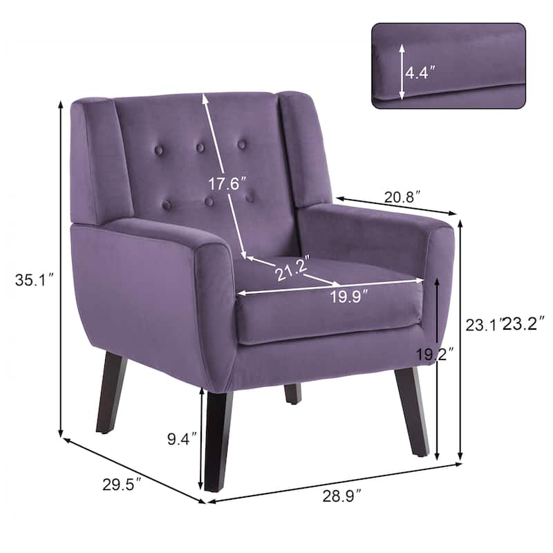 2 Set Modern Accent Chair Velvet Armchair