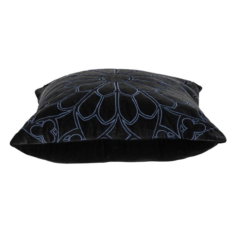 Embroidered Floral Square Throw Pillow - 22" - Black and Blue