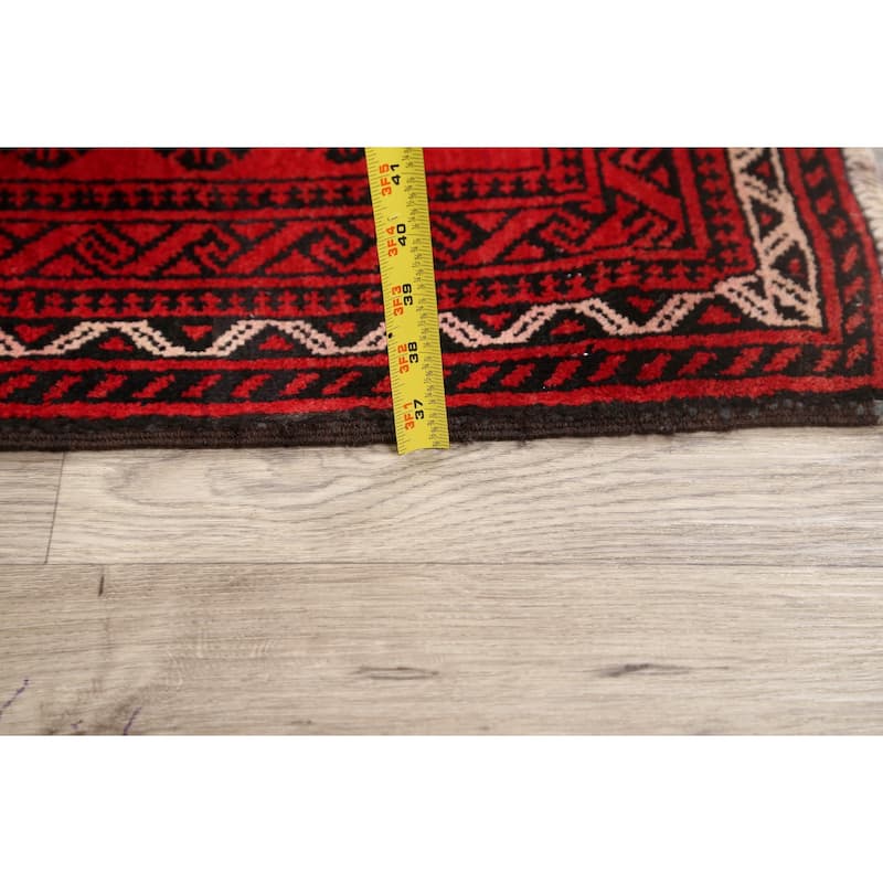 Geometric Traditional Balouch Persian Area Rug Handmade Wool Carpet - 3'2" x 6'4"