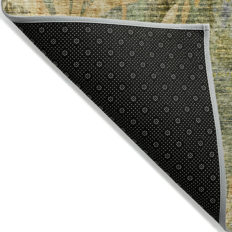 Machine Washable Indoor/ Outdoor Modern Floral Chantille Rug