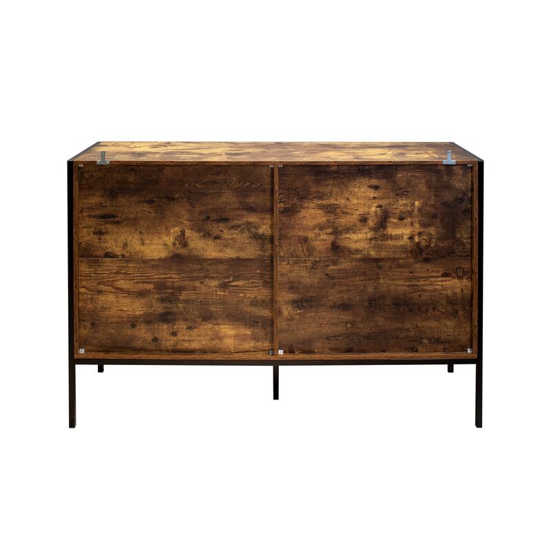 Industrial Style 6 Drawer Double Dresser with Sturdy Steel Frame