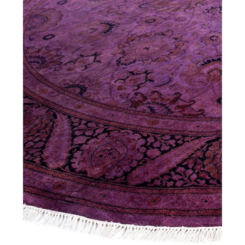 Overdyed One-of-a-Kind Hand-Knotted Area Rug - Purple - 7' 1" x 7' 1"