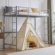 preview thumbnail 19 of 43, Twin Size Metal Loft Bed With Safety Guardrails & 2 Built-In Ladders, Loft Bunk Bed Frame For Teens Juniors Adults