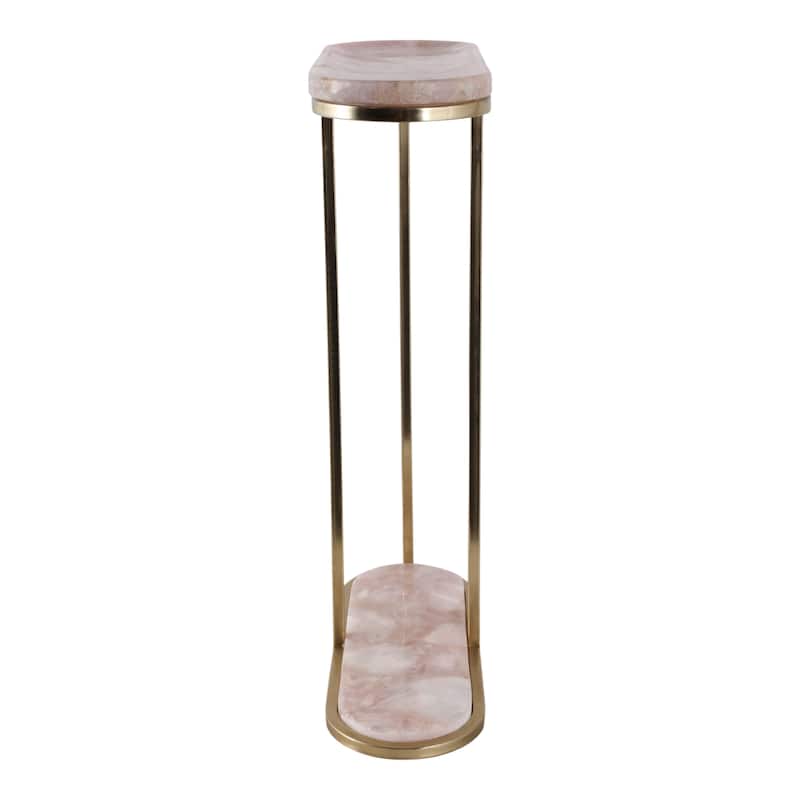 Quartz Side Table Elegant Narrow for Home Decor Accent - 24" Pink - 24.0"