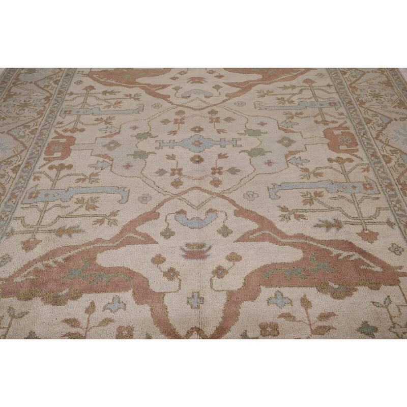 Earth Tone Oushak Indian Area Rug Handmade Oriental Wool Carpet - 7'11"x 10'0"