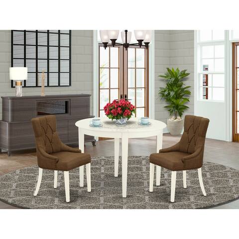 Dining Set Includes Round Small Table and Parson Chairs in Linen Fabric (Finish & Pieces Option)