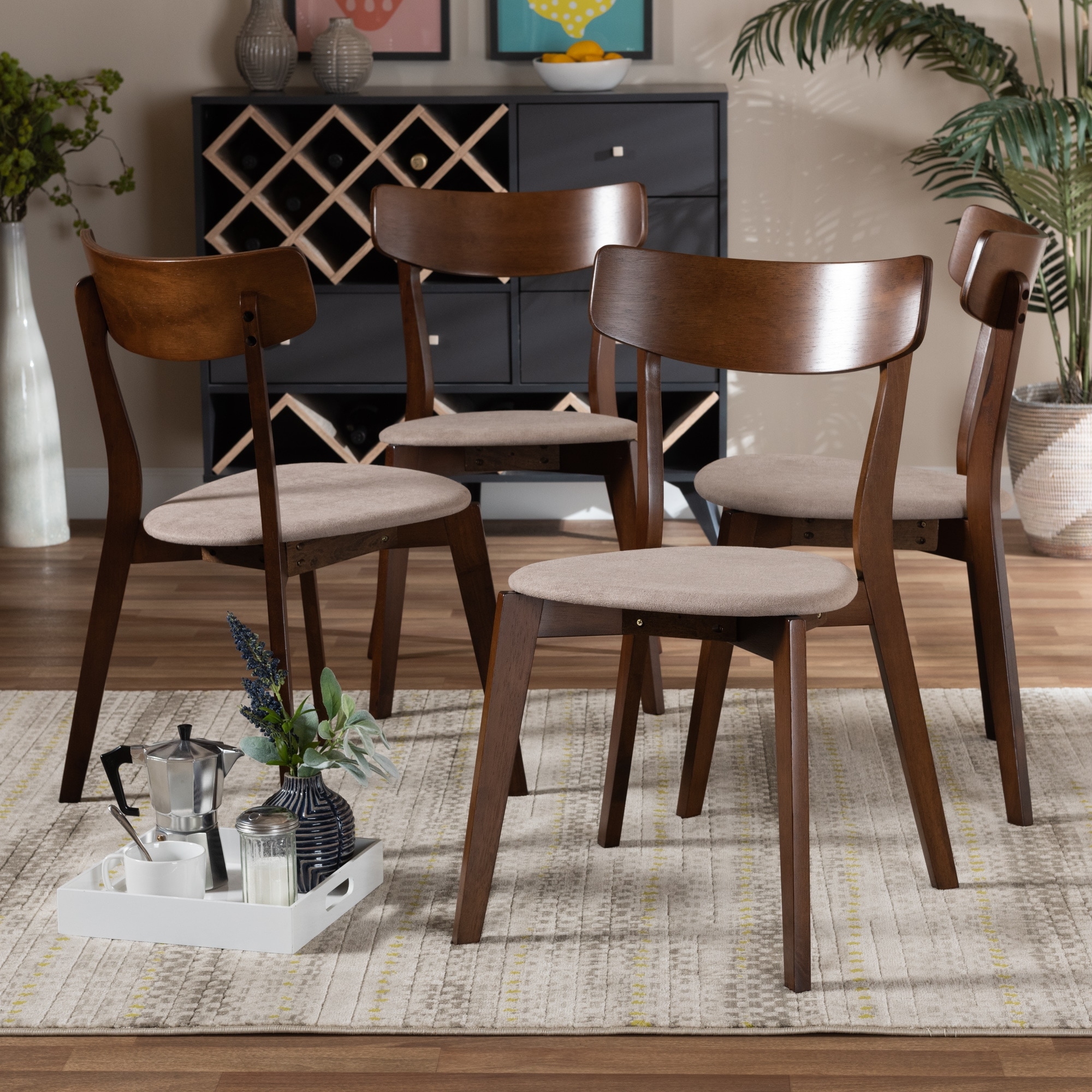 Iora Mid-Century Modern Transitional 4-Piece Dining Chair Set