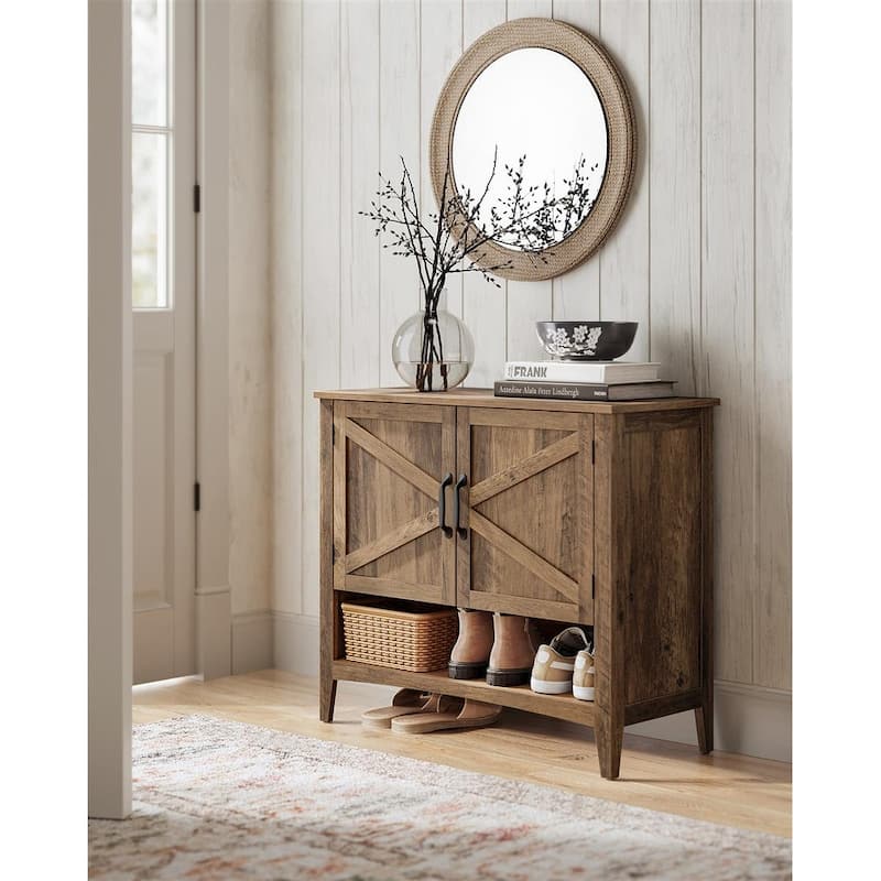 3-Tier Freestanding Shoe Cabinet with Height Adjustable Shelf Suitable for Entryways - 31.5"L x 13.8"W x 27.6"H