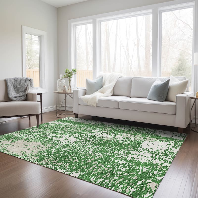 Machine Washable Indoor/ Outdoor Modern Abstract Chantille Rug