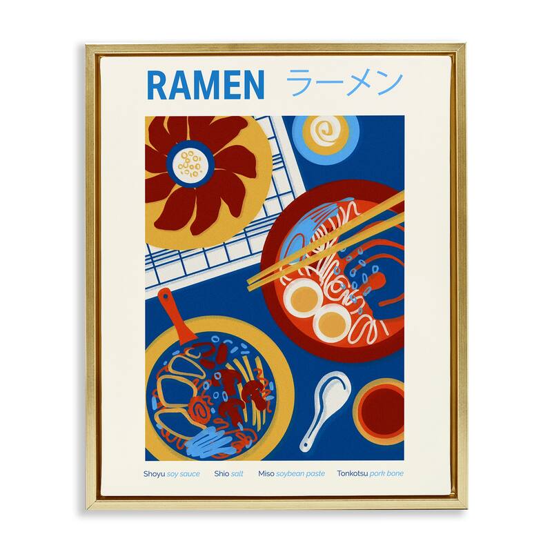 Stupell Ramen Table Placement Framed Floater Canvas Wall Art Design By Victoria Barnes - 25 x 31 - Gold
